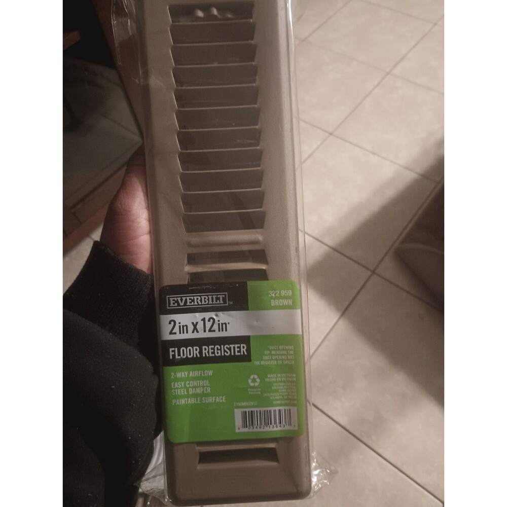 Everbilt 322 959 2" x 12" Floor Register brown Paintable